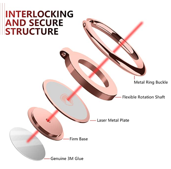 Phone Ring Holder Finger Kickstand - FITFORT 360° Rotation Metal Ring Grip for M...